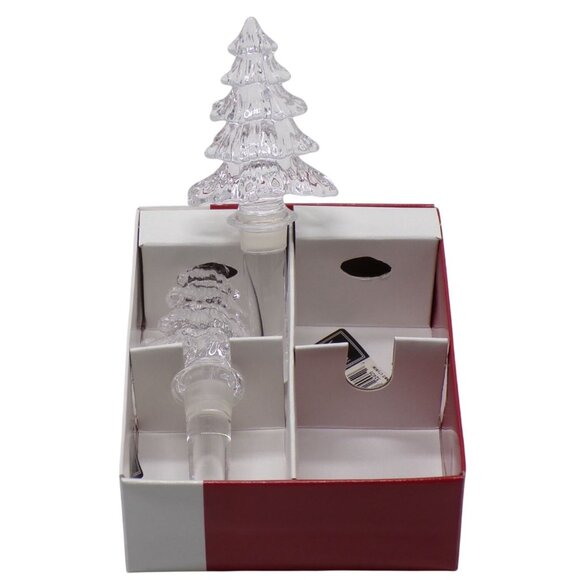 Mikasa Austrian Lead Crystal Christmas Tree Motif Bottle Stoppers Set-2 NIB - Picture 5 of 5